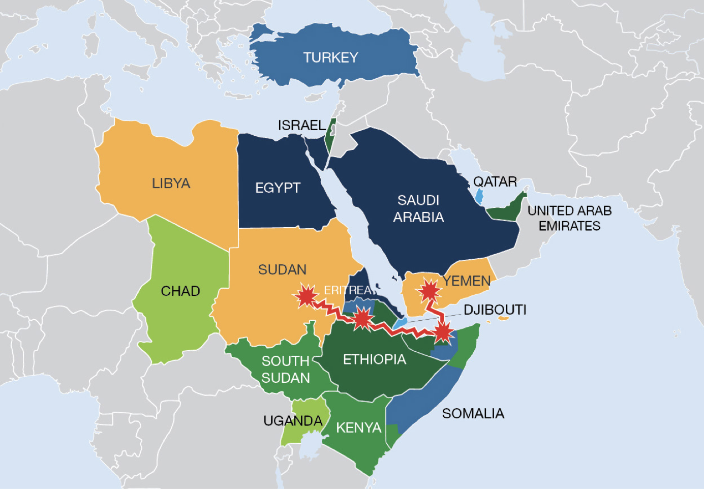 Ilustracja do publikacji „O raporcie American Enterprise Institute „Fault Lines in the Horn of Africa. The Gulf States, Turkey, and Israel Battle for Red Sea Influence””